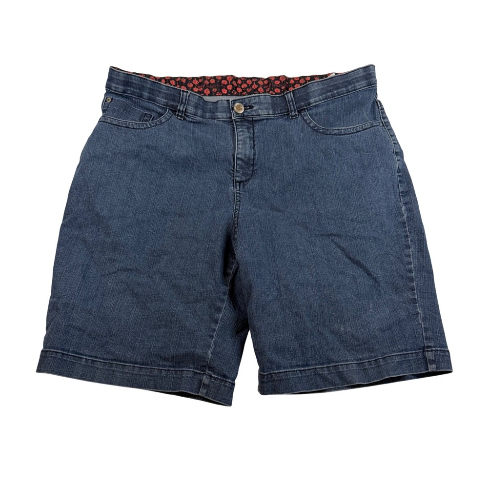Lee Sinfully Soft Womens 16W Medium Blue Denim Shorts Stretch Mid-Wash 3789740